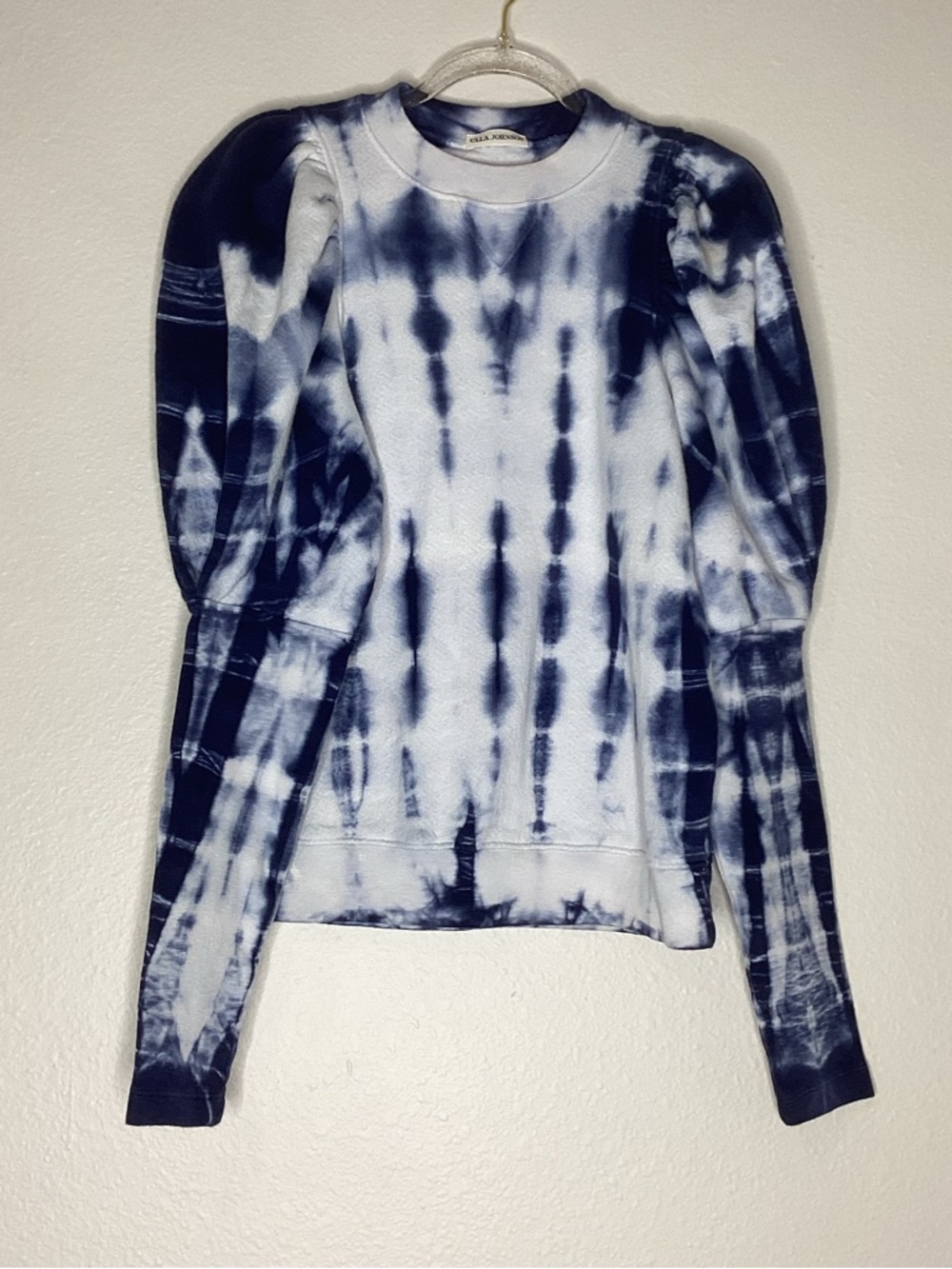 Ulla Johnson Navy White Tie-Dye Philo Sweatshirt Sm